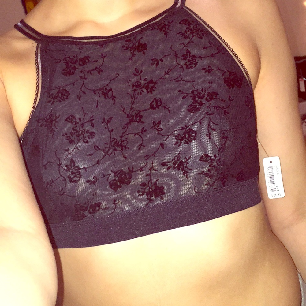 Altar’d State Black Lace-Mesh Strappy Bralette (S)